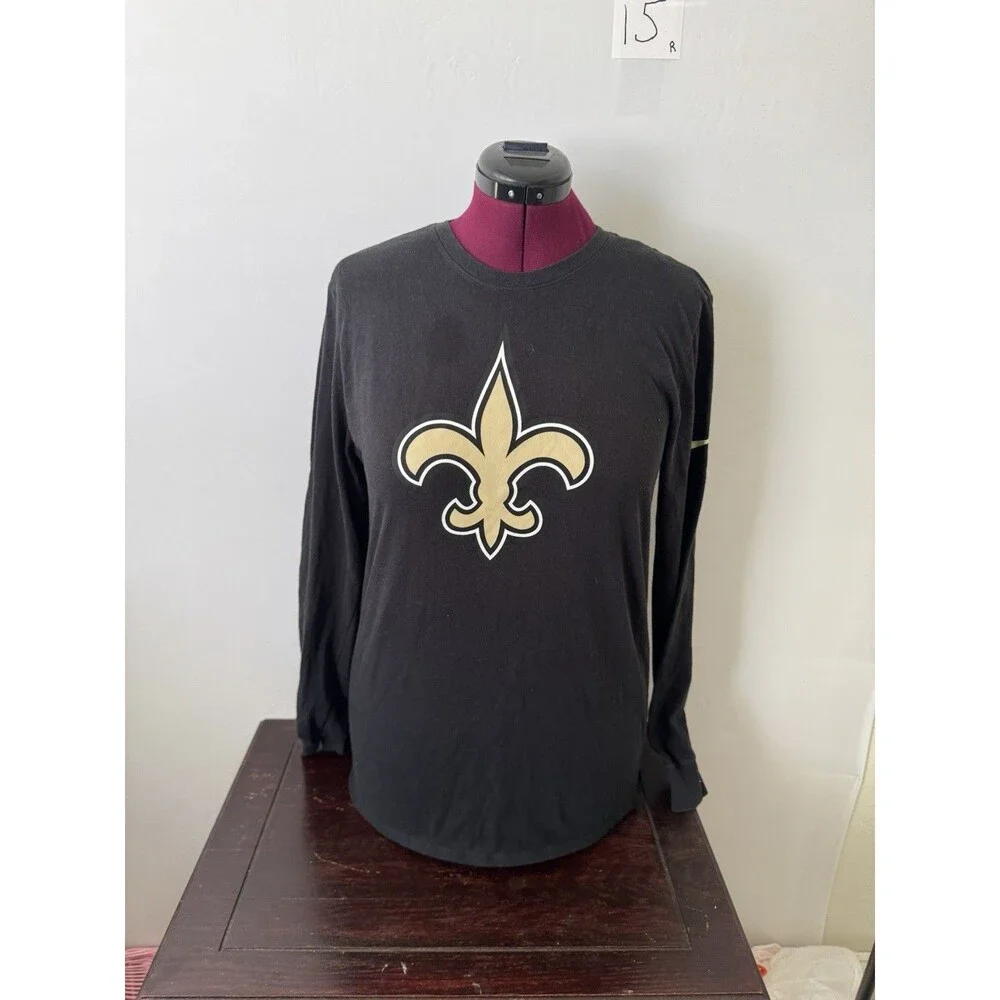 New Orleans Saints Nike Dri-Fit Long Sleeve Shirt — Men’s Large — Black